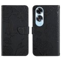 For OPPO A60 4G HT03 Skin Feel Butterfly Embossed Flip Leather Phone Case(Black)