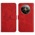 For Realme 12 Pro/12 Pro+ Global HT03 Skin Feel Butterfly Embossed Flip Leather Phone Case(Red)