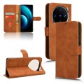 For vivo X100 Skin Feel Magnetic Flip Leather Phone Case(Brown)