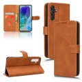 For Samsung Galaxy M55 5G Skin Feel Magnetic Flip Leather Phone Case(Brown)