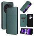For OPPO Find X7 Ultra Carbon Fiber Texture Flip Leather Phone Case(Green)