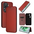 For OPPO Reno11 Pro Global Carbon Fiber Texture Flip Leather Phone Case(Brown)