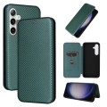 For Samsung Galaxy S24+ 5G Carbon Fiber Texture Flip Leather Phone Case(Green)