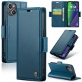 For iPhone 15 CaseMe 023 Butterfly Buckle Litchi Texture RFID Anti-theft Leather Phone Case(Blue)