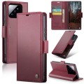 For Xiaomi 14 CaseMe 023 Butterfly Buckle Litchi Texture RFID Anti-theft Leather Phone Case(Wine Red