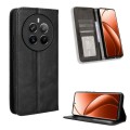 For Realme 12 Pro / Pro+ 5G Magnetic Buckle Retro Texture Leather Phone Case(Black)