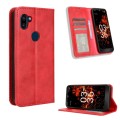 For Orbic Fun+ 4G Magnetic Buckle Retro Texture Leather Phone Case(Red)