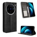 For vivo X100 5G Magnetic Buckle Retro Texture Leather Phone Case(Black)