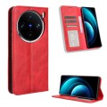 For vivo X100 5G Magnetic Buckle Retro Texture Leather Phone Case(Red)