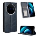 For vivo X100 5G Magnetic Buckle Retro Texture Leather Phone Case(Blue)