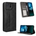 For ASUS ROG Phone 8 Pro Magnetic Buckle Retro Texture Leather Phone Case(Black)