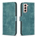 For Samsung Galaxy S21 5G Plaid Embossed Leather Phone Case(Green)