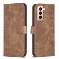 For Samsung Galaxy S21+ 5G Plaid Embossed Leather Phone Case(Brown)