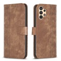 For Samsung Galaxy A33 Plaid Embossed Leather Phone Case(Brown)