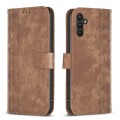 For Samsung Galaxy A34 Plaid Embossed Leather Phone Case(Brown)