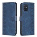 For Samsung Galaxy A51 4G Plaid Embossed Leather Phone Case(Blue)
