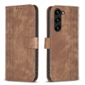 For Samsung Galaxy S24+ 5G Plaid Embossed Leather Phone Case(Brown)