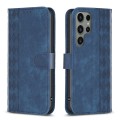 For Samsung Galaxy S24 Ultra 5G Plaid Embossed Leather Phone Case(Blue)