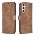 For Samsung Galaxy A55 Plaid Embossed Leather Phone Case(Brown)