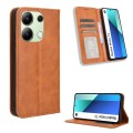 For Xiaomi Redmi Note 13 4G Magnetic Buckle Retro Texture Leather Phone Case(Brown)