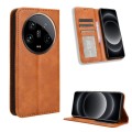 For Xiaomi 14 Ultra Magnetic Buckle Retro Texture Leather Phone Case(Brown)
