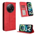 For Xiaomi Poco C61 / Redmi A3 Magnetic Buckle Retro Texture Leather Phone Case(Red)