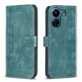 For Xiaomi Redmi 13C Plaid Embossed Leather Phone Case(Green)