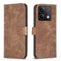 For Xiaomi Redmi Note 13 4G Global Plaid Embossed Leather Phone Case(Brown)