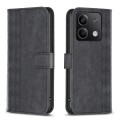 For Xiaomi Redmi Note 13 4G Global Plaid Embossed Leather Phone Case(Black)