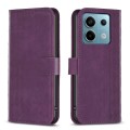For Xiaomi Poco M6 Pro 4G Plaid Embossed Leather Phone Case(Purple)