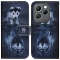 For Infinix Hot 40 / 40 Pro Coloured Drawing Flip Leather Phone Case(Wolf and Dog)