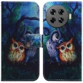 For Tecno Spark 20 Pro+ 4G Coloured Drawing Flip Leather Phone Case(Oil Painting Owl)