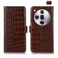 For OPPO Find X7 Crocodile Top Layer Cowhide Leather Phone Case(Brown)