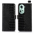 For OPPO Reno11 5G Global Crocodile Top Layer Cowhide Leather Phone Case(Black)
