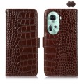 For OPPO Reno11 5G Global Crocodile Top Layer Cowhide Leather Phone Case(Brown)