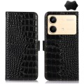 For Xiaomi Redmi Note 13R Pro Crocodile Top Layer Cowhide Leather Phone Case(Black)