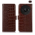 For Xiaomi Redmi A3 Crocodile Top Layer Cowhide Leather Phone Case(Brown)