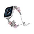 Bead Bracelet Metal Watch Band For Apple Watch SE 2022 44mm(Pink Heart)