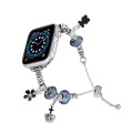 Bead Bracelet Metal Watch Band For Apple Watch 4 44mm(Blue Crown)