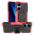 For Xiaomi Redmi 13C 4G Tire Texture TPU + PC Phone Case with Holder(Red)