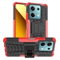For Xiaomi Redmi Note 13 5G Global Tire Texture TPU + PC Phone Case with Holder(Red)
