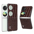 For Huawei Pocket 2 ABEEL Genuine Leather Crocodile Pattern Black Edge Phone Case(Coffee)