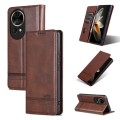 For Huawei nova 12 Pro AZNS Magnetic Calf Texture Flip Leather Phone Case(Dark Brown)