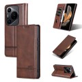 For Huawei Pura 70 Pro / 70 Pro+ AZNS Magnetic Calf Texture Flip Leather Phone Case(Dark Brown)