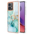 For Motorola Moto G84 Electroplating Marble IMD TPU Phone Case with Ring Holder(Green 003)