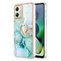 For Motorola Moto G54 Electroplating Marble IMD TPU Phone Case with Ring Holder(Green 003)
