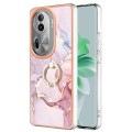 For OPPO Reno11 Pro 5G Global Electroplating Marble IMD TPU Phone Case with Ring Holder(Rose Gold 00