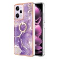 For Xiaomi Redmi Note 12 Pro 5G Global Electroplating Marble IMD TPU Phone Case with Ring Holder(Pur