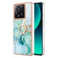 For Xiaomi 13T/13T Pro Electroplating Marble IMD TPU Phone Case with Ring Holder(Green 003)