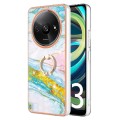 For Xiaomi Redmi A3 Electroplating Marble IMD TPU Phone Case with Ring Holder(Green 004)